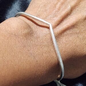 Silver Tone Minimalist Chevron Cuff